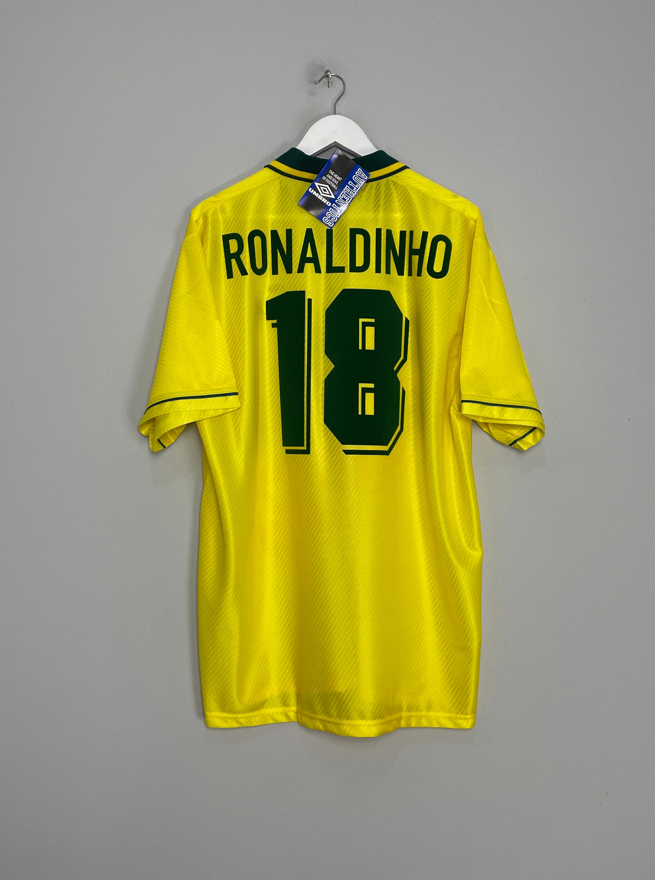 1994/96 BRAZIL RONALDINHO #18 *BNWT* HOME SHIRT (XL) UMBRO