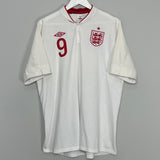 2012/13 ENGLAND BENT #9 HOME SHIRT (XL) UMBRO