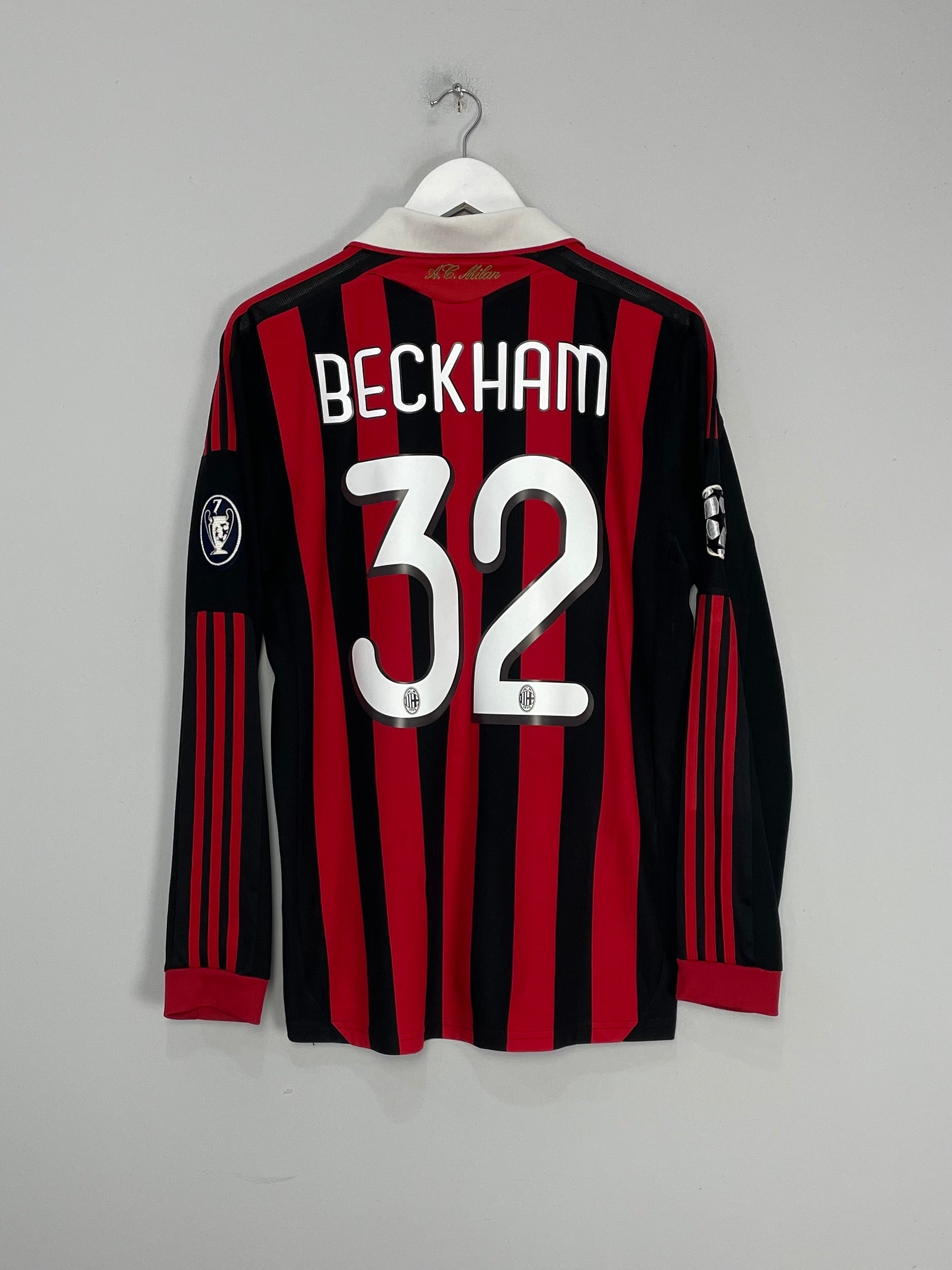 2009/10 AC MILAN BECKHAM #32 L/S C/L HOME SHIRT (M) ADIDAS