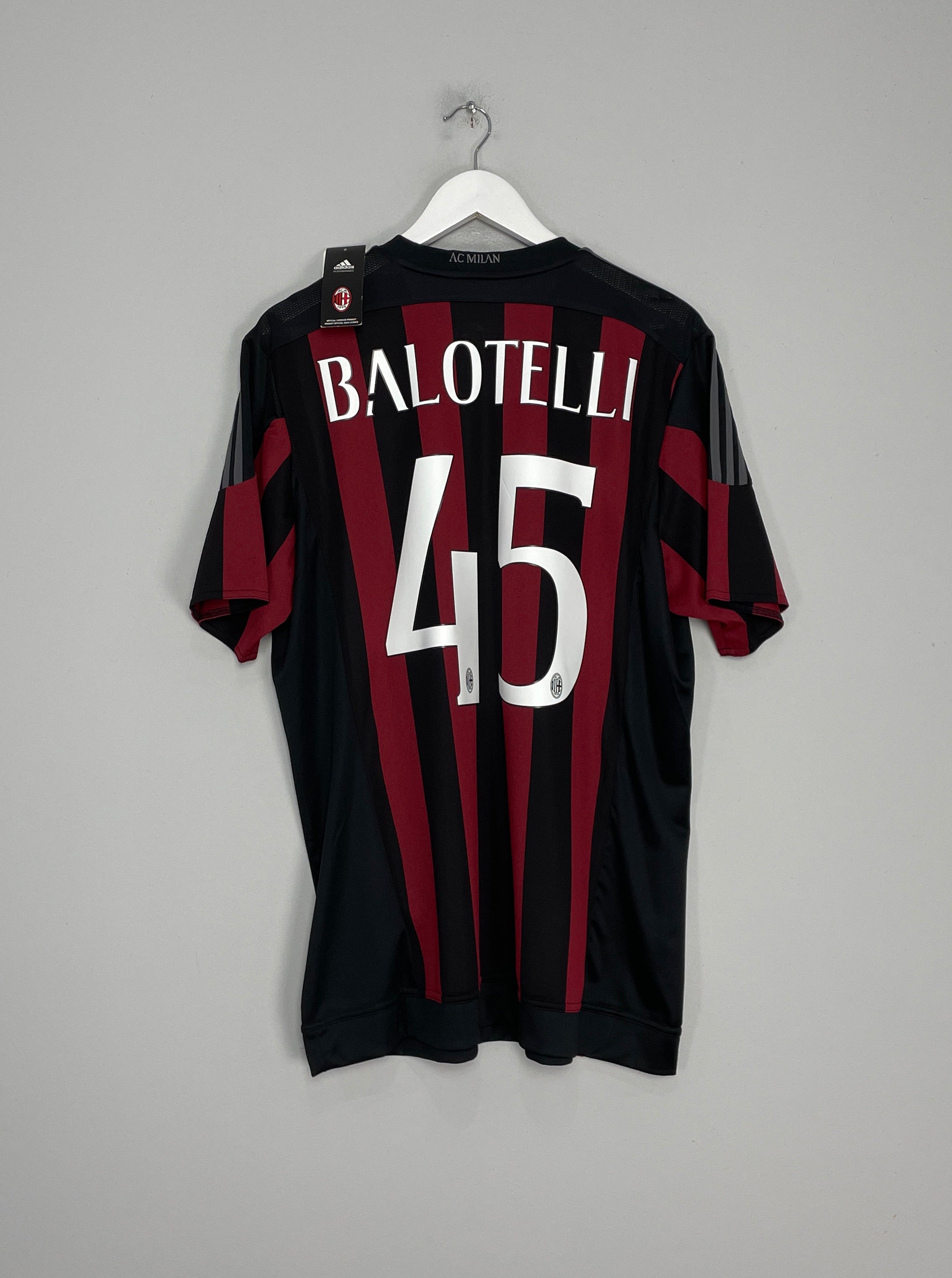 2015/16 AC MILAN BALOTELLI #45 *BNWT* HOME SHIRT (XL) ADIDAS