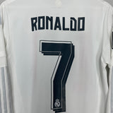 2015/16 REAL MADRID RONALDO #7 L/S HOME SHIRT (M) ADIDAS