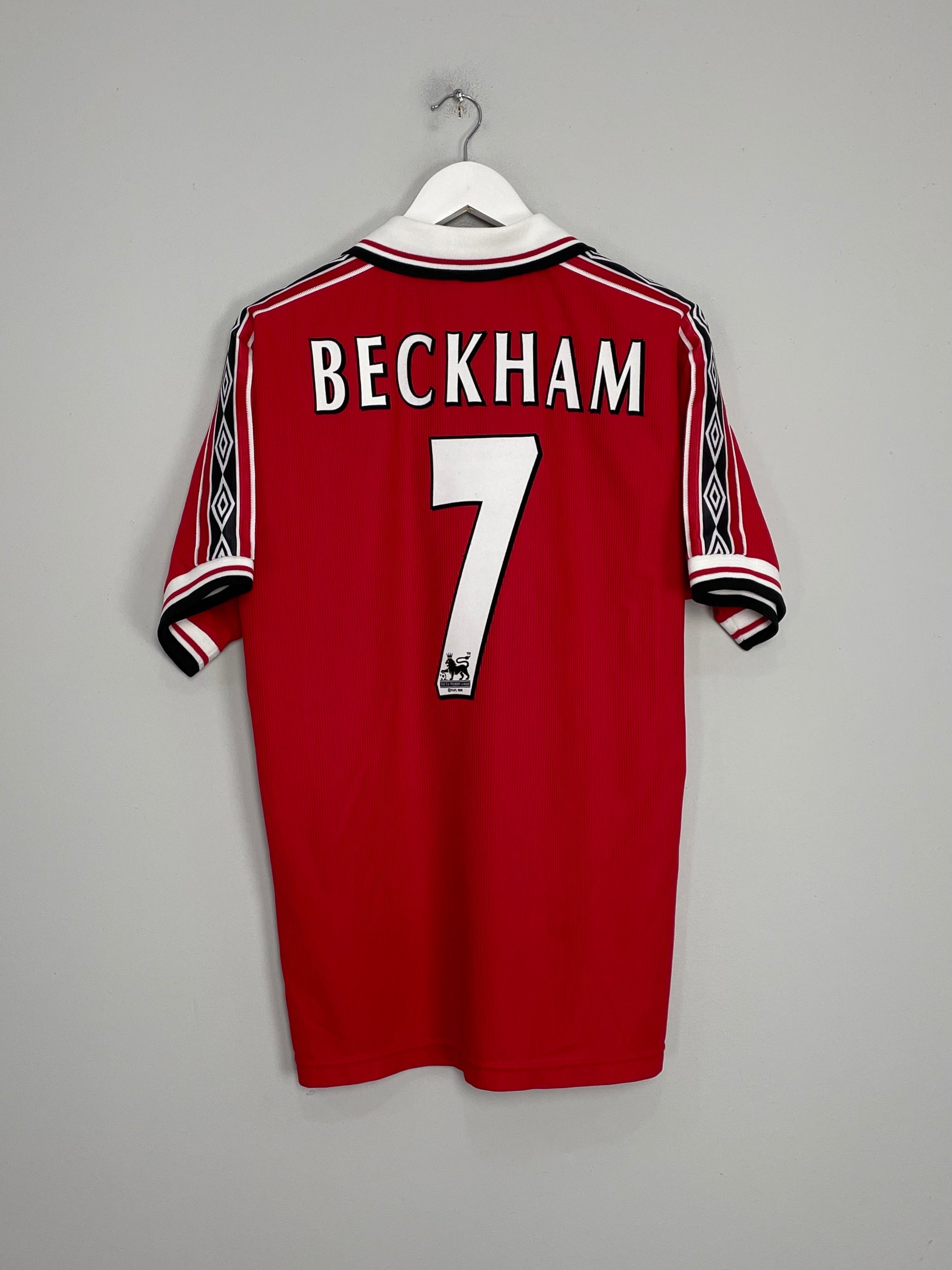 1998/00 MANCHESTER UNITED BECKHAM #7 HOME SHIRT (L) UMBRO