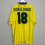 1994/96 BRAZIL RONALDINHO #18 *BNWOT* HOME SHIRT (XXL) UMBRO