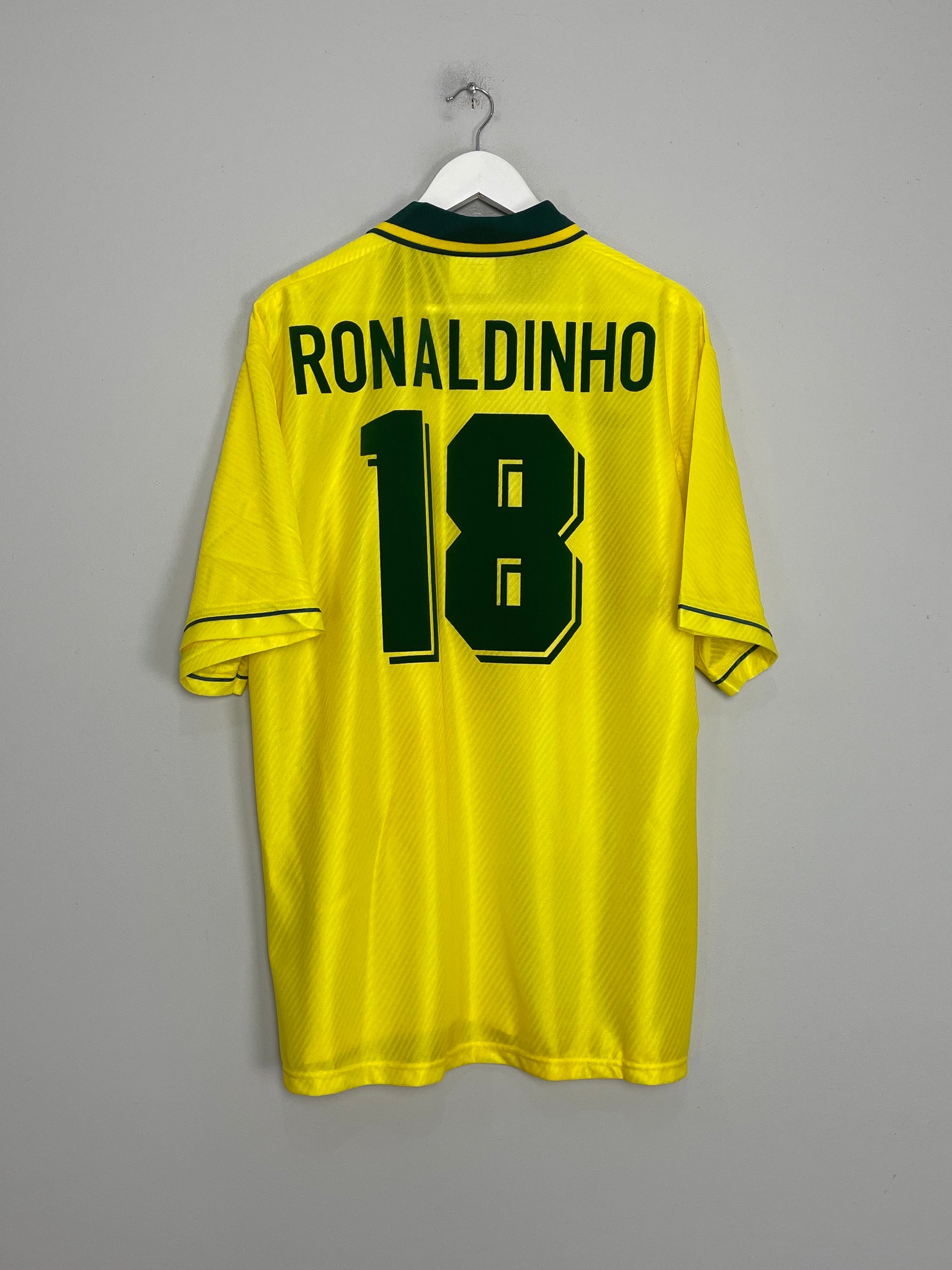 1994/96 BRAZIL RONALDINHO #18 *BNWOT* HOME SHIRT (XXL) UMBRO