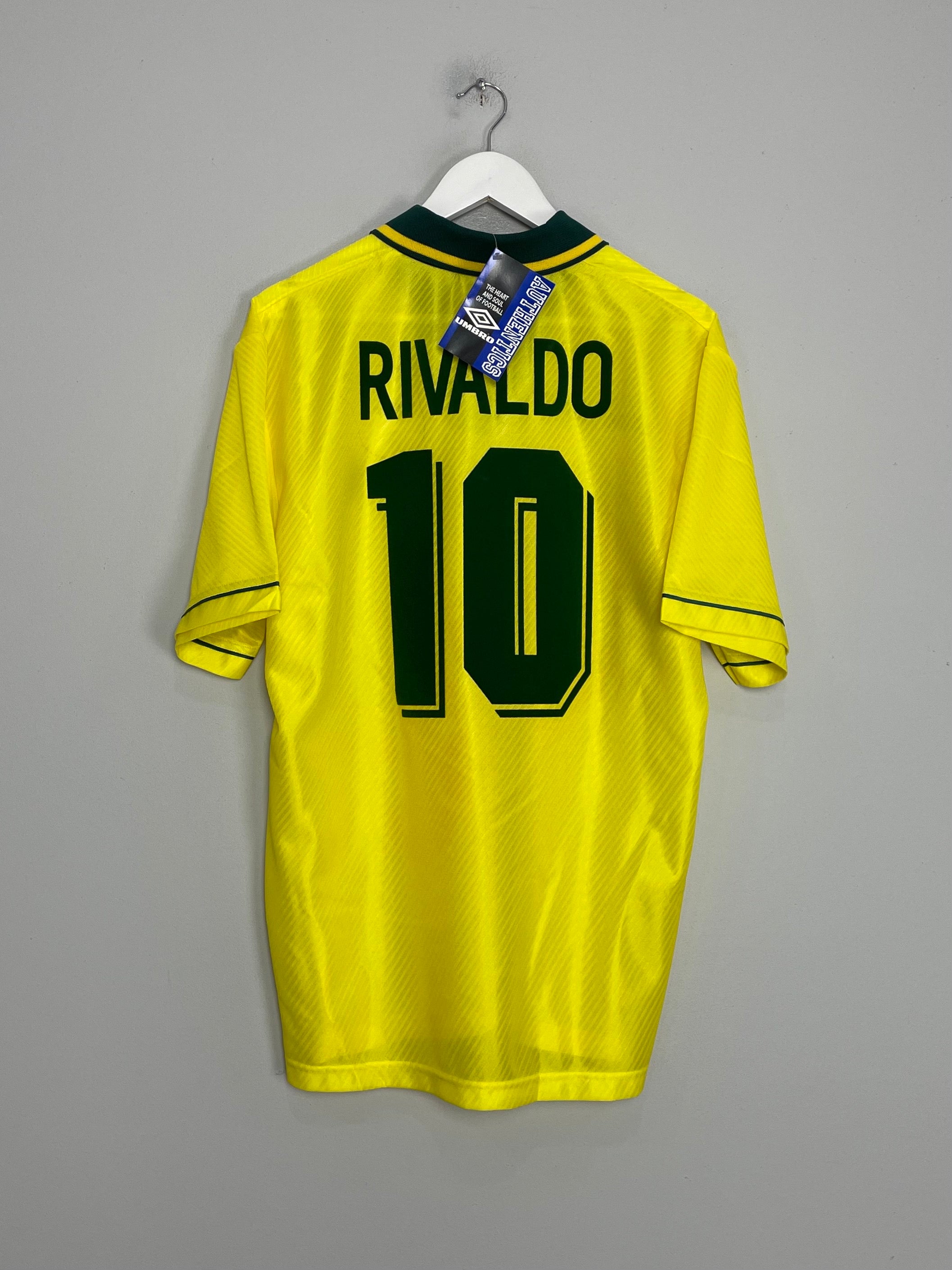 1994/96 BRAZIL RIVALDO #10 *BNWT* HOME SHIRT (L) UMBRO