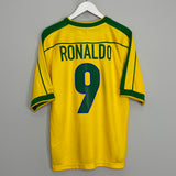 1998/00 BRAZIL RONALDO #9 HOME SHIRT (M) NIKE