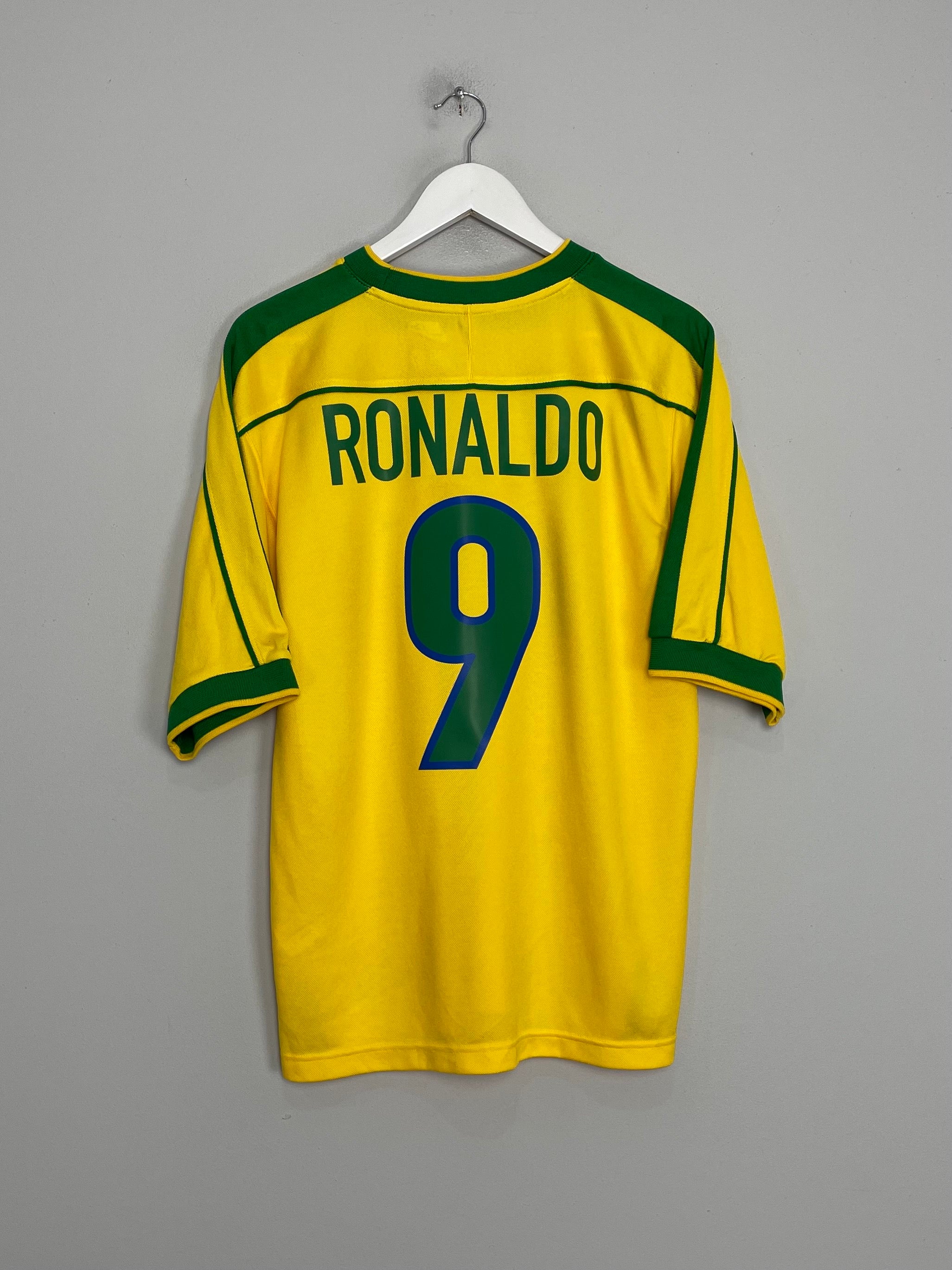 1998/00 BRAZIL RONALDO #9 HOME SHIRT (M) NIKE