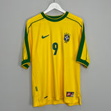 1998/00 BRAZIL RONALDO #9 HOME SHIRT (M) NIKE