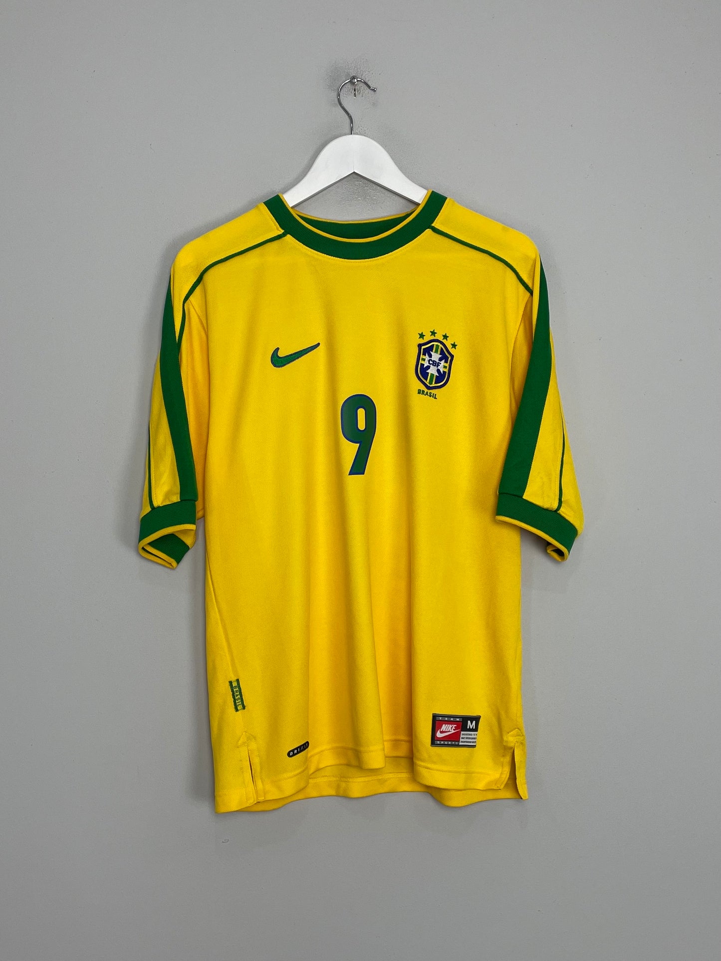 1998/00 BRAZIL RONALDO #9 HOME SHIRT (M) NIKE