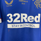 2020/21 RANGERS *CHAMPIONS 55* 20/21 HOME SHIRT (M) CASTORE