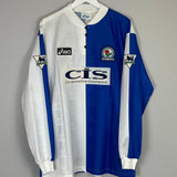 1996/98 BLACKBURN ROVERS DUFF #25 L/S HOME SHIRT (XL) ASICS