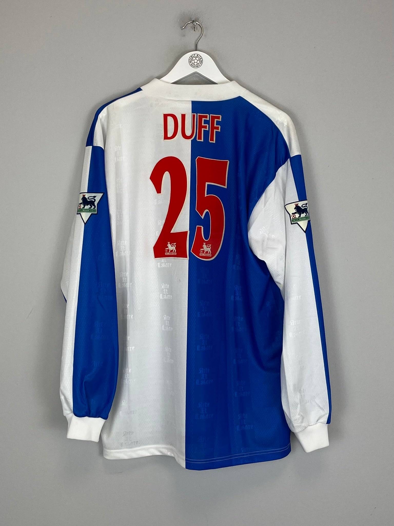 1996/98 BLACKBURN ROVERS DUFF #25 L/S HOME SHIRT (XL) ASICS