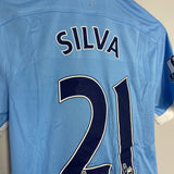 2015/16 MANCHESTER CITY SILVA #21 *MATCH ISSUE + SIGNED* HOME SHIRT (M) NIKE