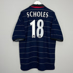 1999/00 MANCHESTER UNITED SCHOLES #18 AWAY SHIRT (XL) UMBRO