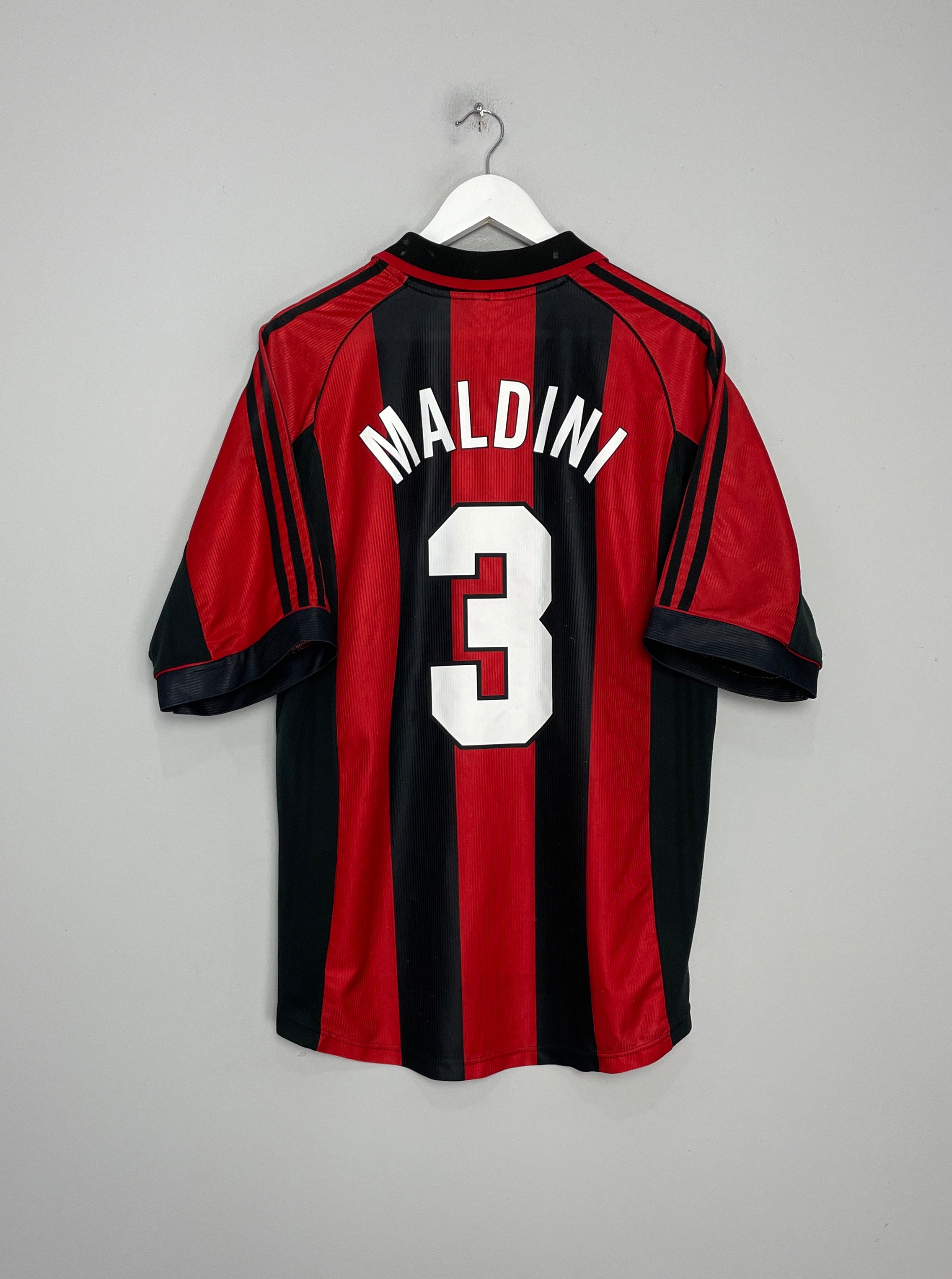 1998/00 AC MILAN MALDINI #3 HOME SHIRT (L) ADIDAS