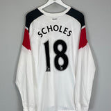 2010/12 MANCHESTER UNITED SCHOLES #18 L/S AWAY SHIRT (XL) NIKE