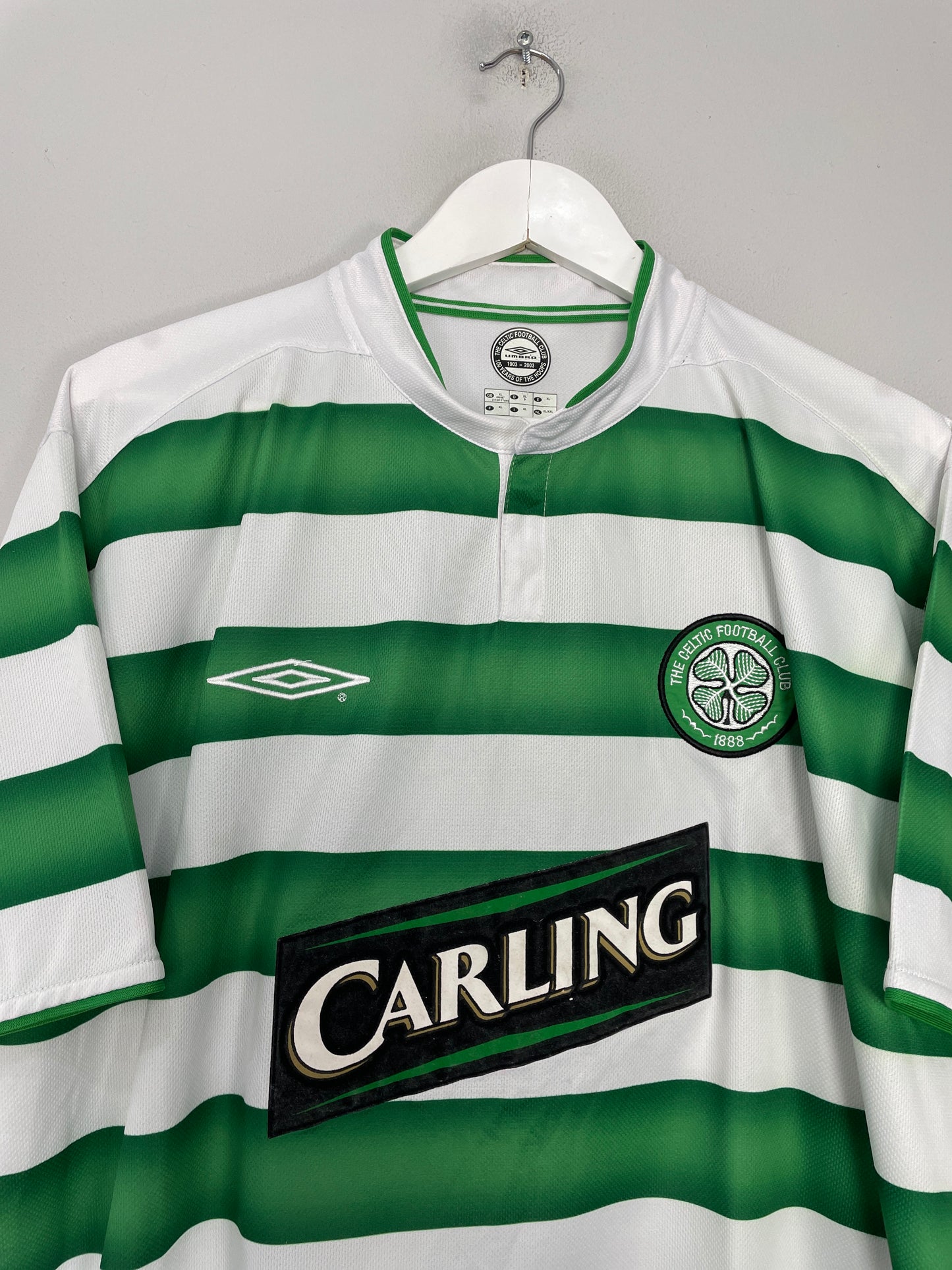 2003/04 CELTIC LARSSON #7 HOME SHIRT (XL) UMBRO