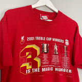 2001 LIVERPOOL TREBLE WINNERS T-SHIRT (M) OM