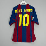 2004/05 BARCELONA RONALDINHO #10 HOME SHIRT (M) NIKE