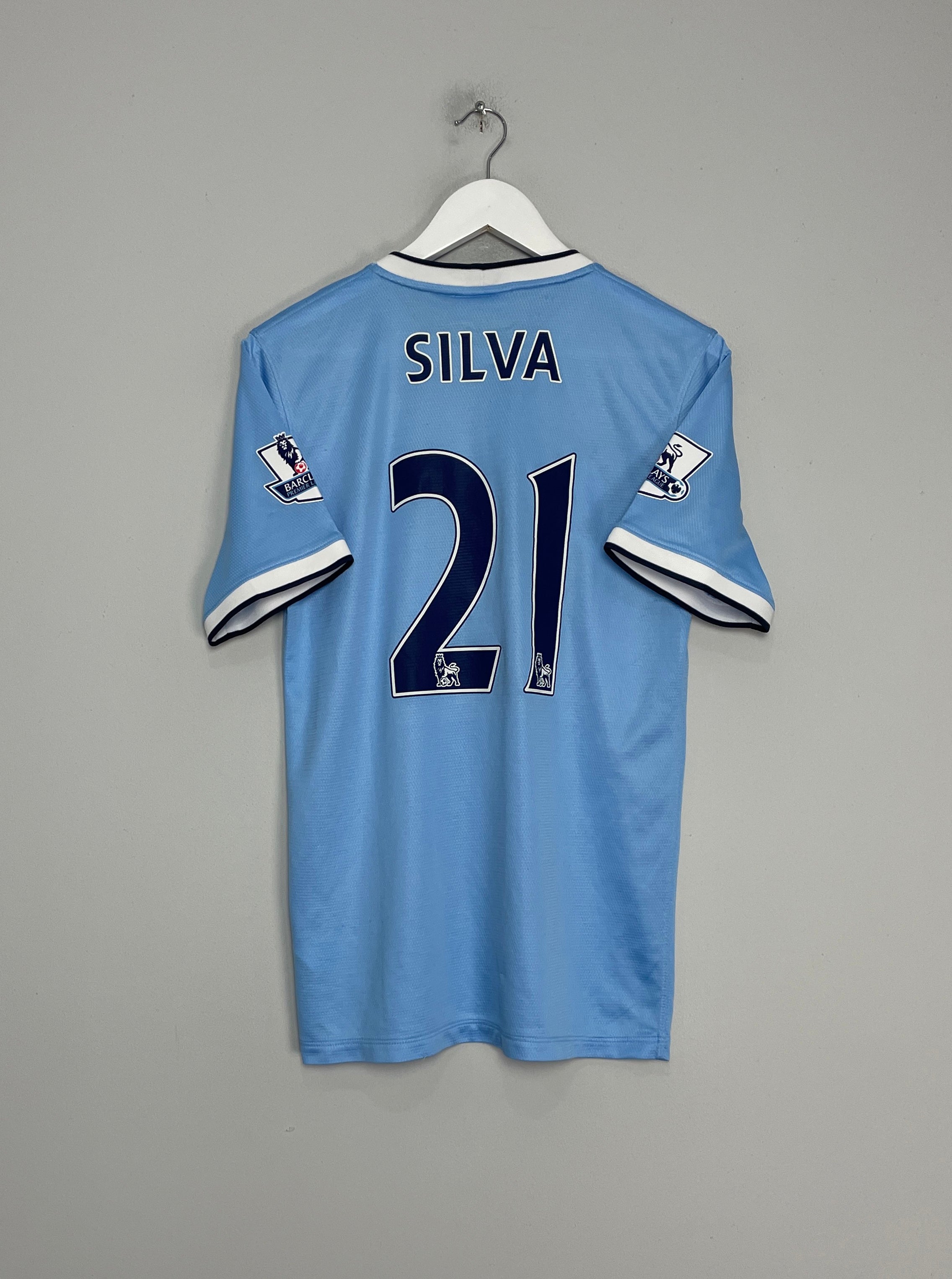 2013/14 MANCHESTER CITY SILVA #21 HOME SHIRT (M) NIKE