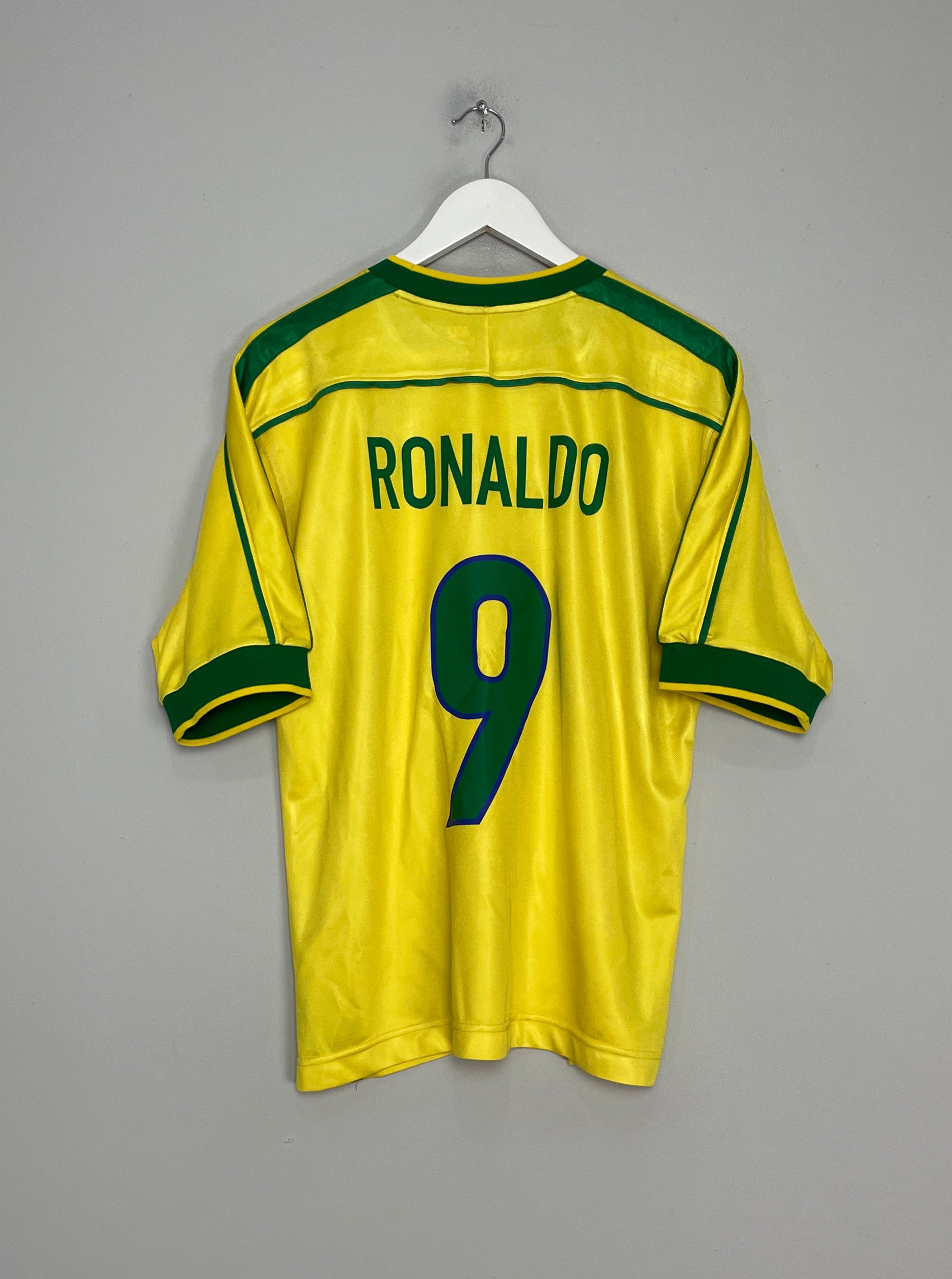 1998/00 BRAZIL RONALDO #9 HOME SHIRT (M) NIKE