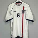 2001/03 ENGLAND SCHOLES #8 HOME SHIRT (XL) UMBRO