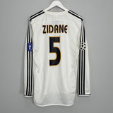 2003/04 REAL MADRID ZIDANE #5 L/S C/L HOME SHIRT (M) ADIDAS