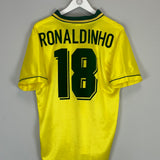 1994 BRAZIL RONALDINHO #18 HOME SHIRT (M) UMBRO