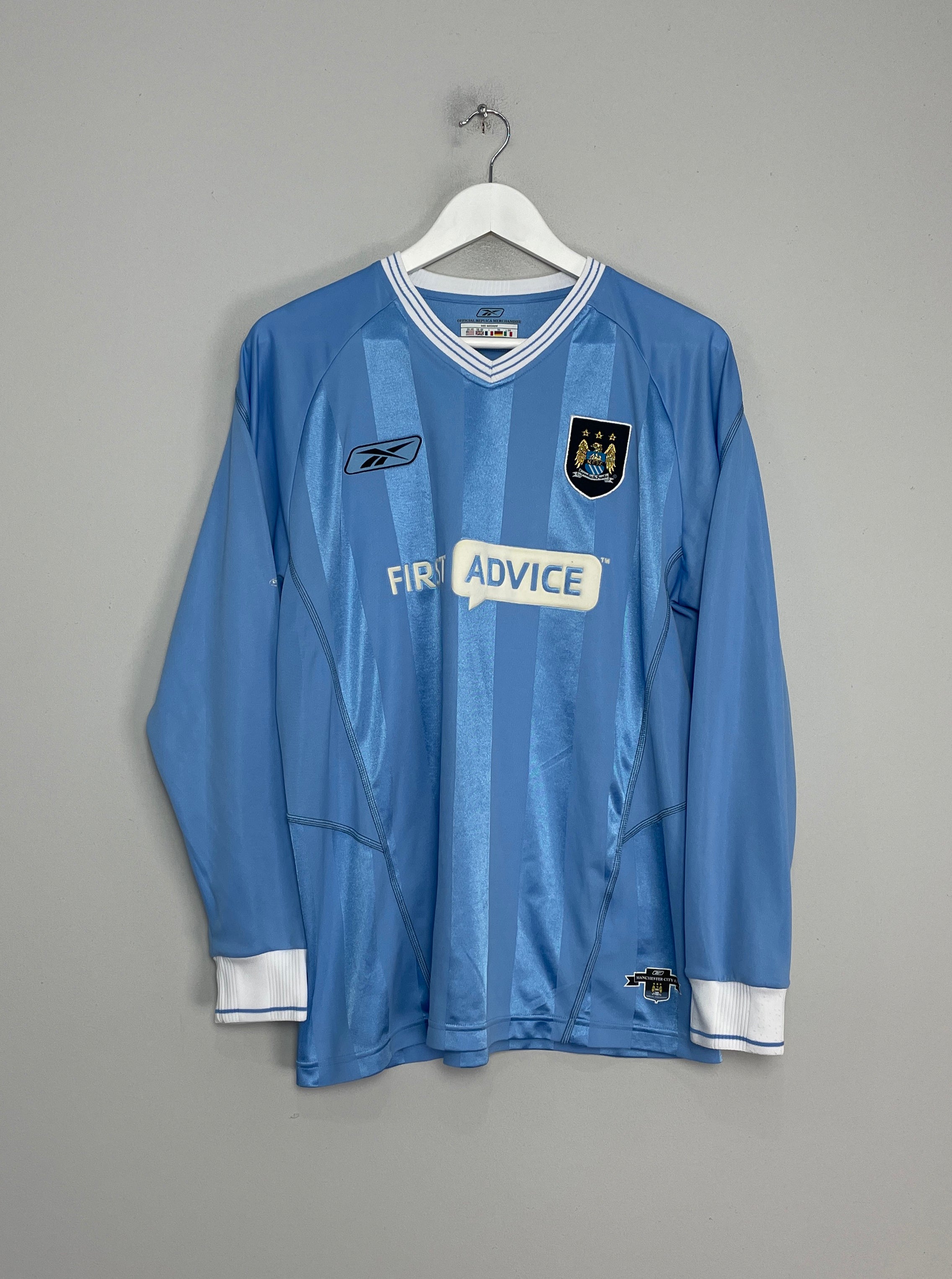 2003/04 MANCHESTER CITY L/S HOME SHIRT (M) REEBOK