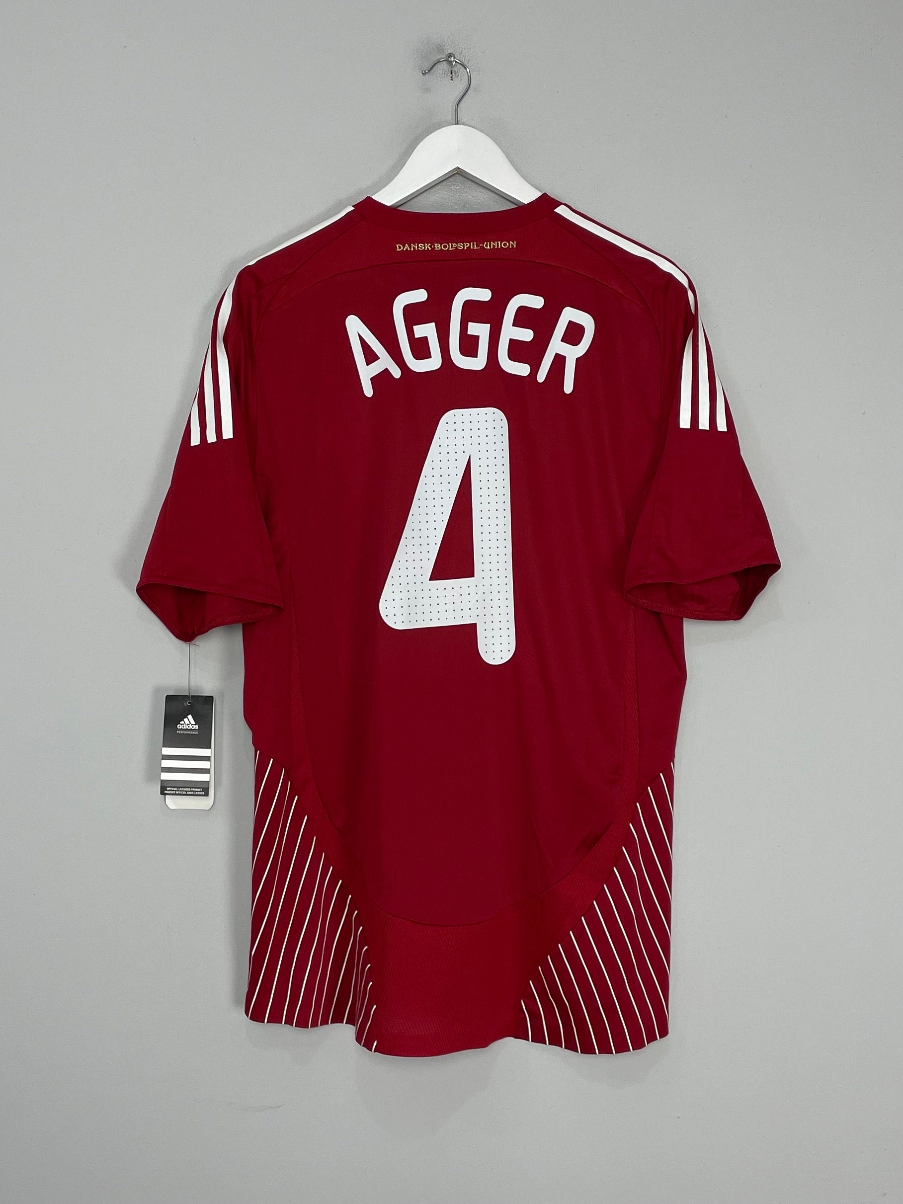 2010 DENMARK AGGER #5 *PLAYER ISSUE* BNWT HOME SHIRT (XL) ADIDAS