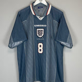 1996 ENGLAND GASCOIGNE #8 AWAY SHIRT (XXL) UMBRO