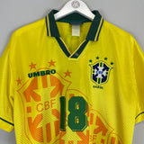 1994 BRAZIL RONALDINHO #18 HOME SHIRT (L) UMBRO