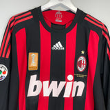 2008/09 AC MILAN MALDINI #3 *PLAYER ISSUE* L/S HOME SHIRT (XL) ADIDAS