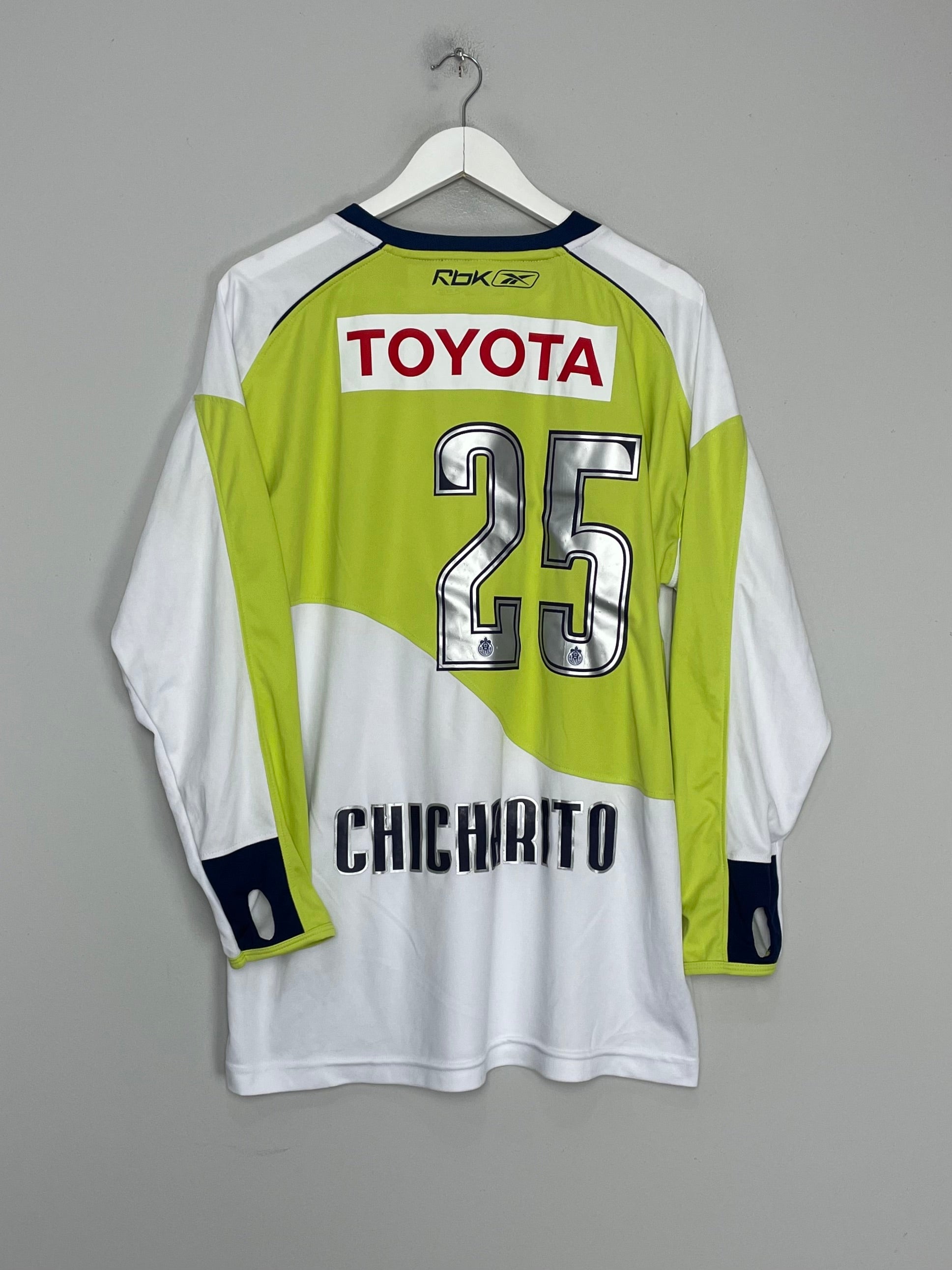 2007/08 CHIVAS GUADALAJARA CHICHARITO #25 L/S AWAY SHIRT (XL) REEBOK