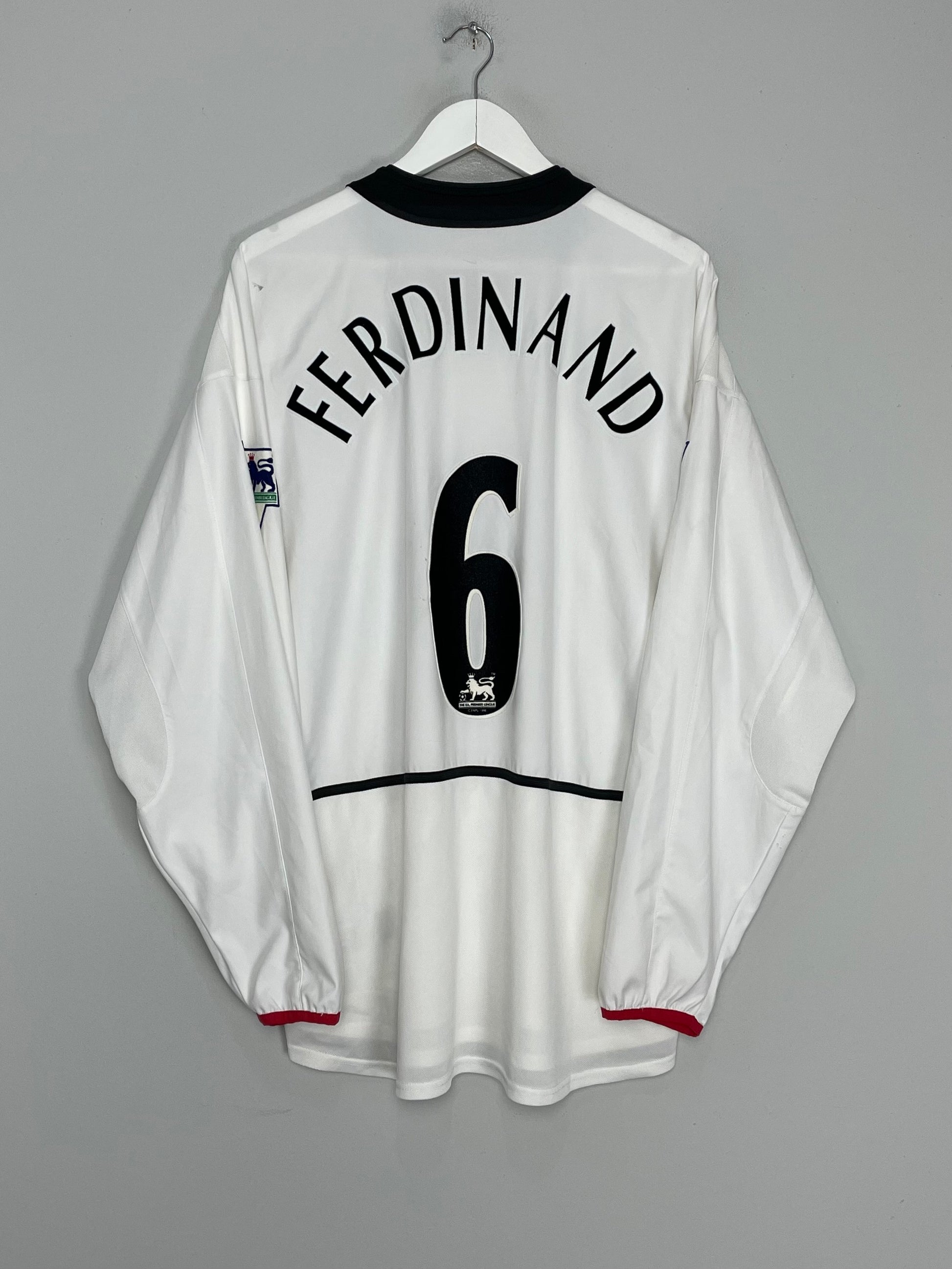 2002/03 MANCHESTER UNITED FERDINAND #6 L/S AWAY SHIRT (XL) NIKE