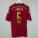 2013/15 SPAIN A.INIESTA #6 HOME SHIRT (M) ADIDAS