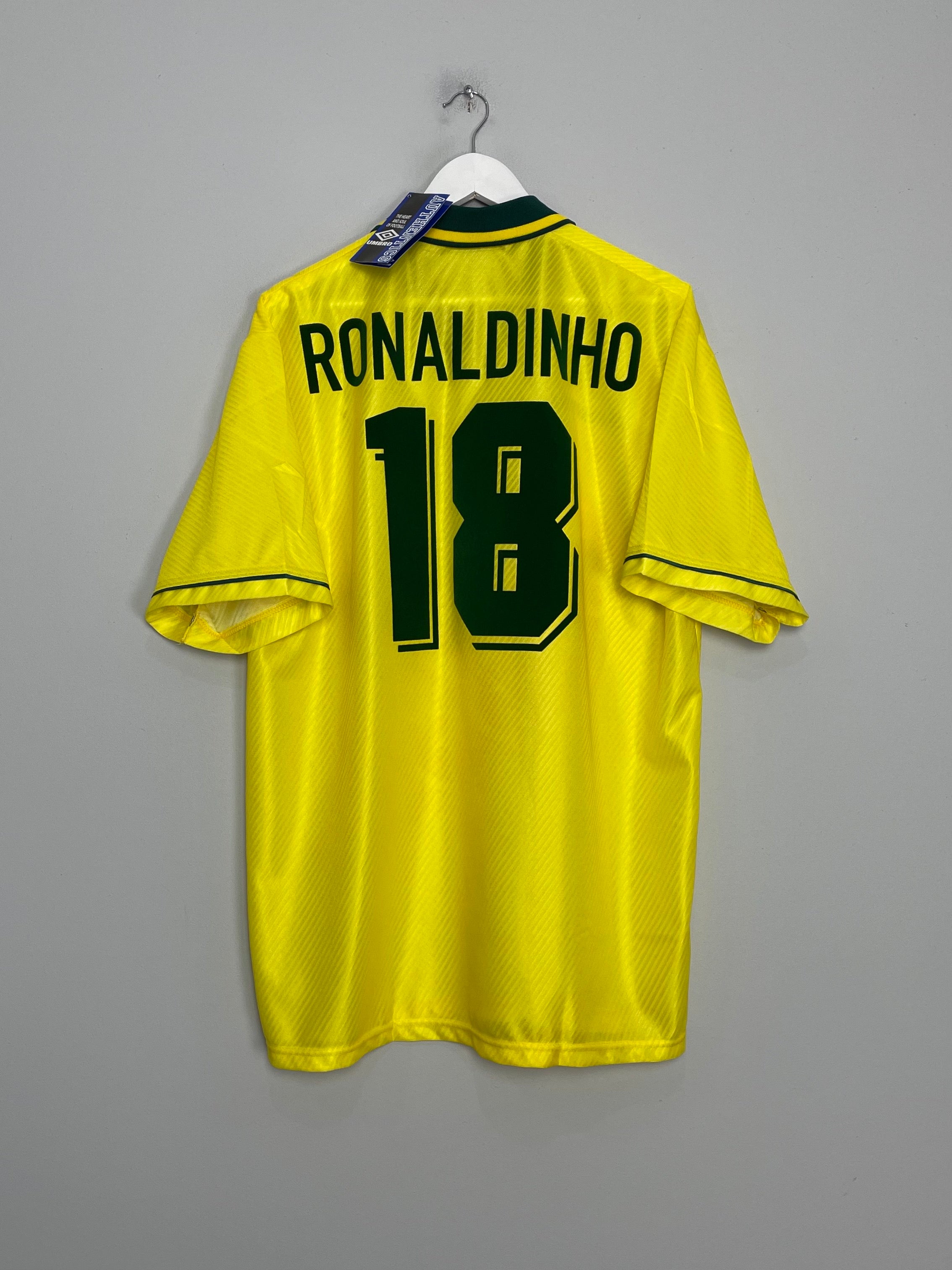 1994/96 BRAZIL RONALDINHO #18 *BNWT* HOME SHIRT (XL) UMBRO