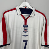 2003/05 ENGLAND BECKHAM #7 HOME SHIRT (XXL) UMBRO