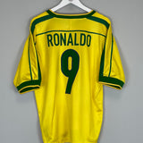 1998/00 BRAZIL RONALDO #9 HOME SHIRT (L) NIKE