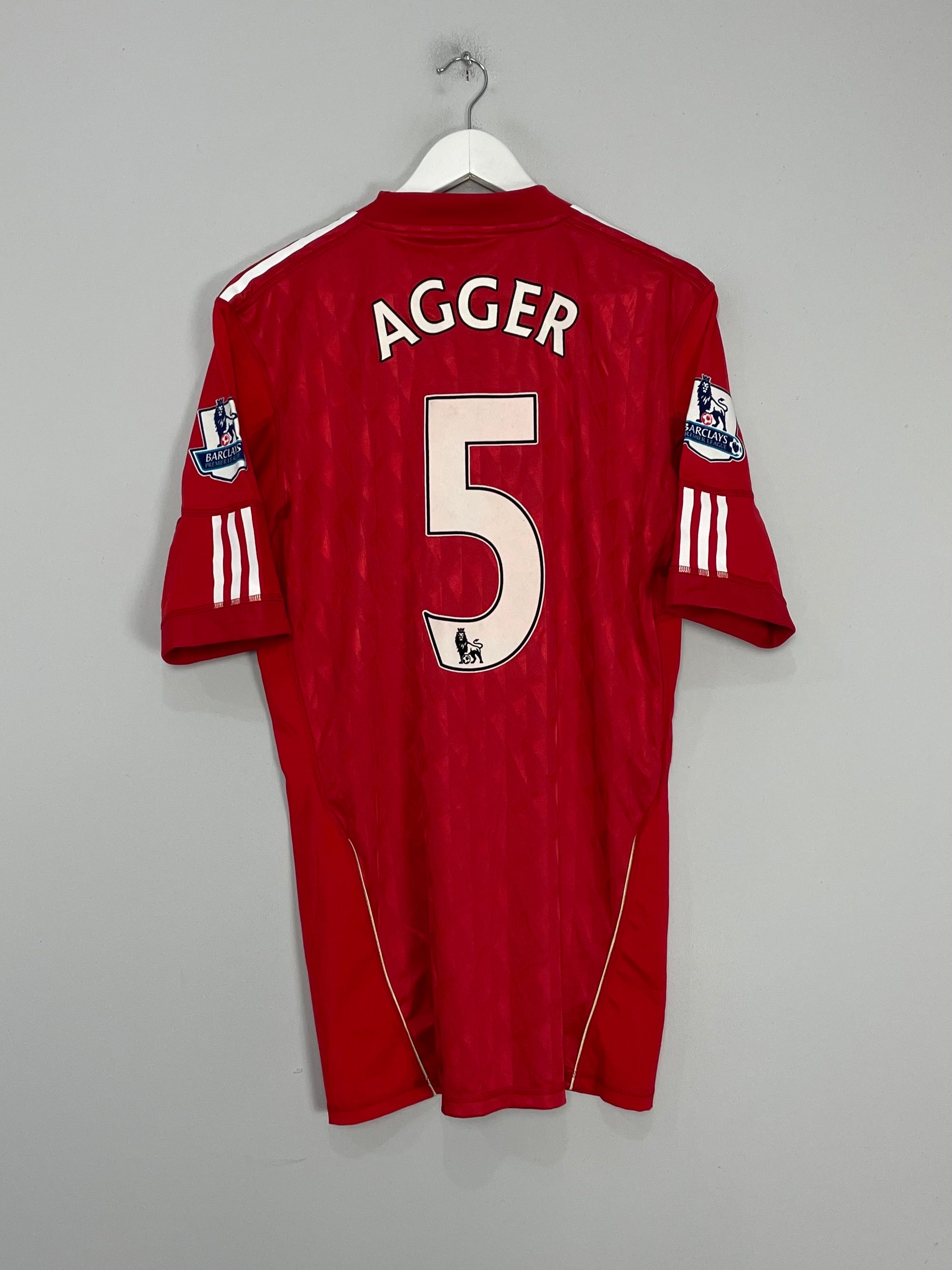 2010/12 LIVERPOOL AGGER #5 *PLAYER ISSUE* SIGNED HOME SHIRT (XL) ADIDAS