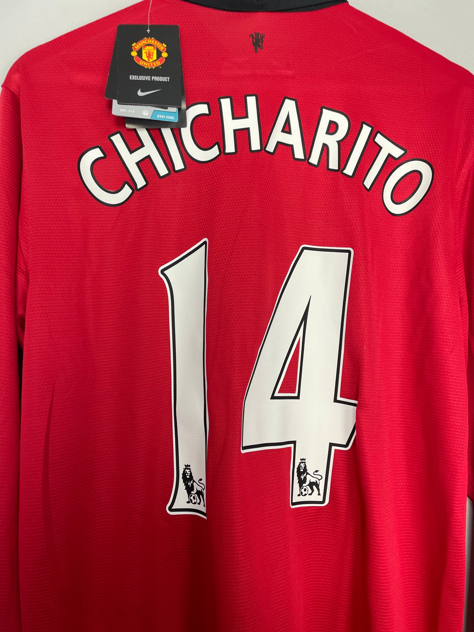 VINTAGE NIKE DRI FIT MANCHESTER UNITED #14 CHICHARITO AUTHENTIC SOCCER  JERSEY XL