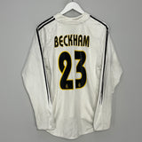 2004/05 REAL MADRID BECKHAM #23 L/S HOME SHIRT (M) ADIDAS