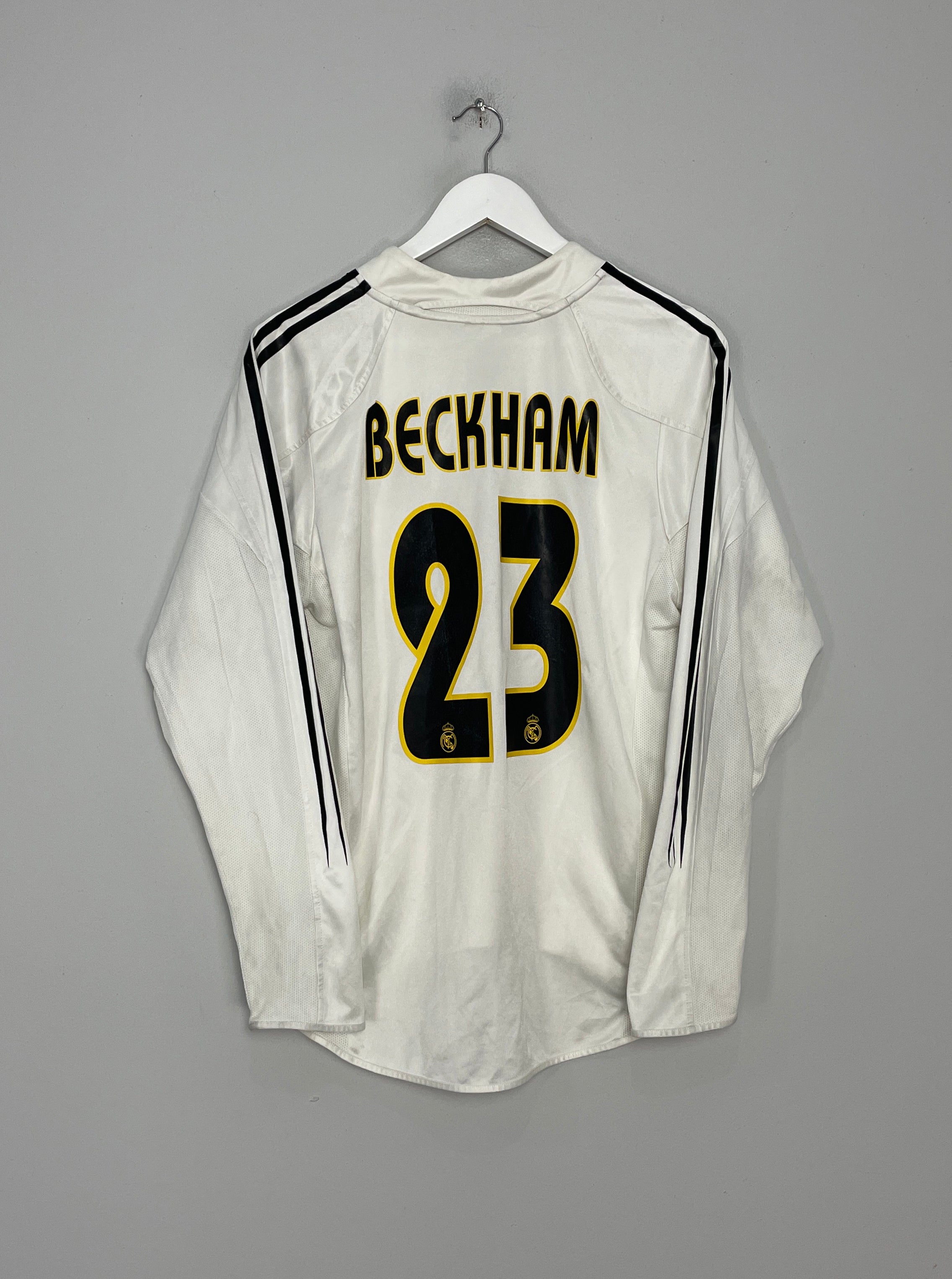 2004/05 REAL MADRID BECKHAM #23 L/S HOME SHIRT (M) ADIDAS