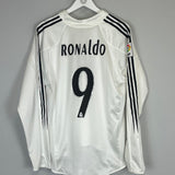 2003/05 REAL MADRID RONALDO #9 L/S HOME SHIRT (M) ADIDAS