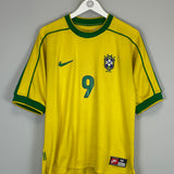 1998/00 BRAZIL RONALDO #9 HOME SHIRT (M) NIKE