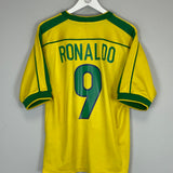 1998/00 BRAZIL RONALDO #9 HOME SHIRT (M) NIKE