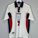 1998 ENGLAND BECKHAM #7 HOME SHIRT (M) UMBRO