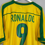 1998/00 BRAZIL RONALDO #9 HOME SHIRT (L) NIKE