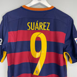 2015/16 BARCELONA SUAREZ #9 HOME SHIRT (M) NIKE