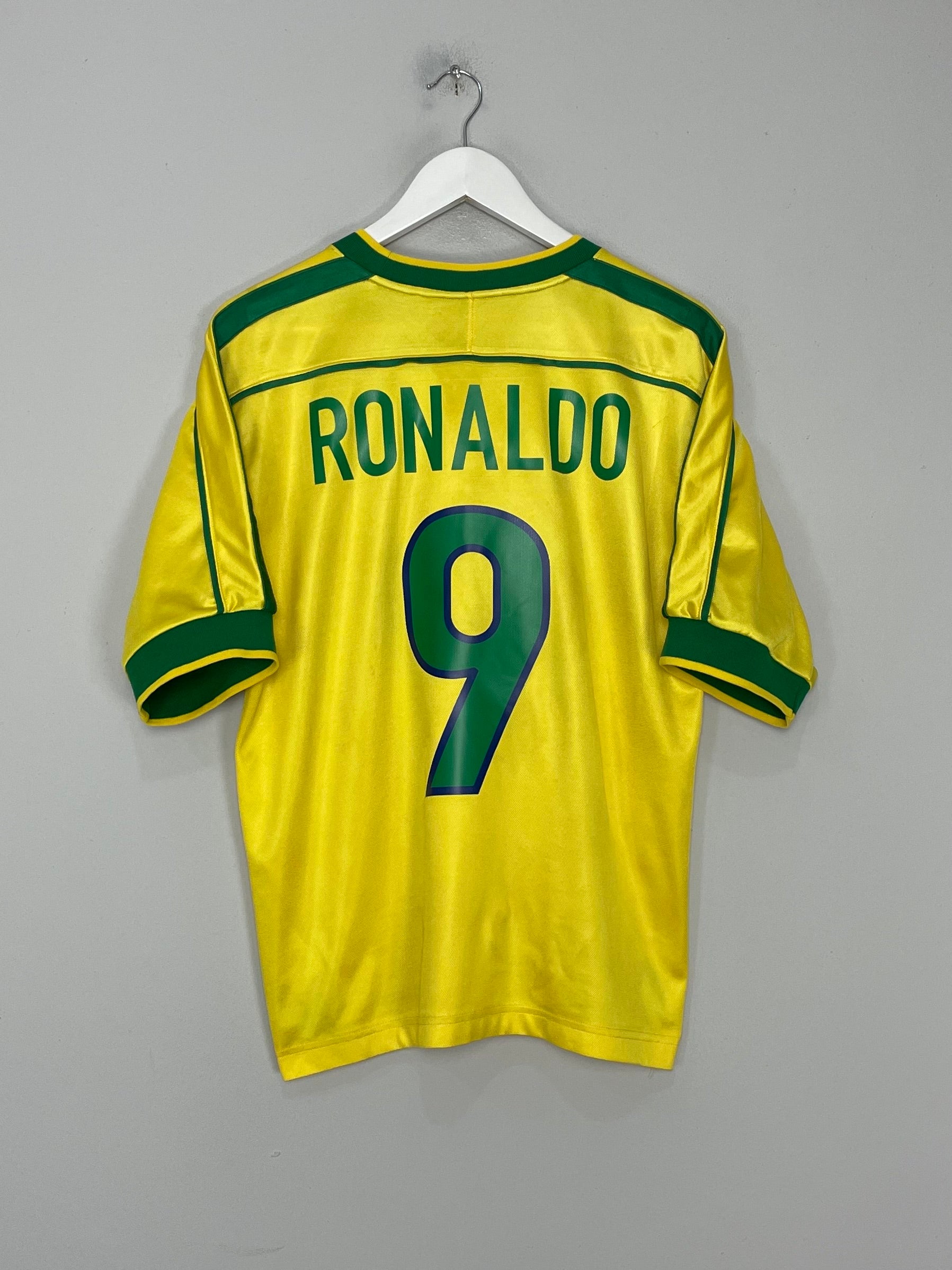 1998/00 BRAZIL RONALDO #9 HOME SHIRT (M) NIKE